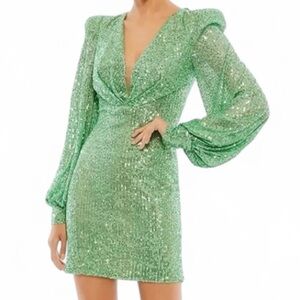 Mac Duggal Sparkling Green Sequin Dress